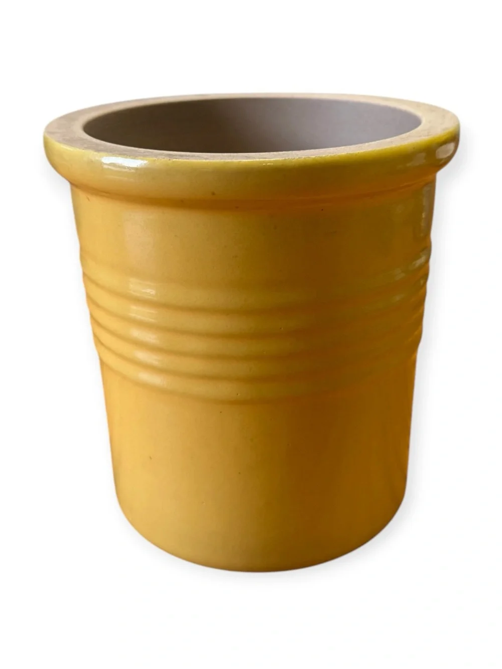 PAMPERED CHEF Utensil Crock Family Heritage Stoneware Bread Yellow